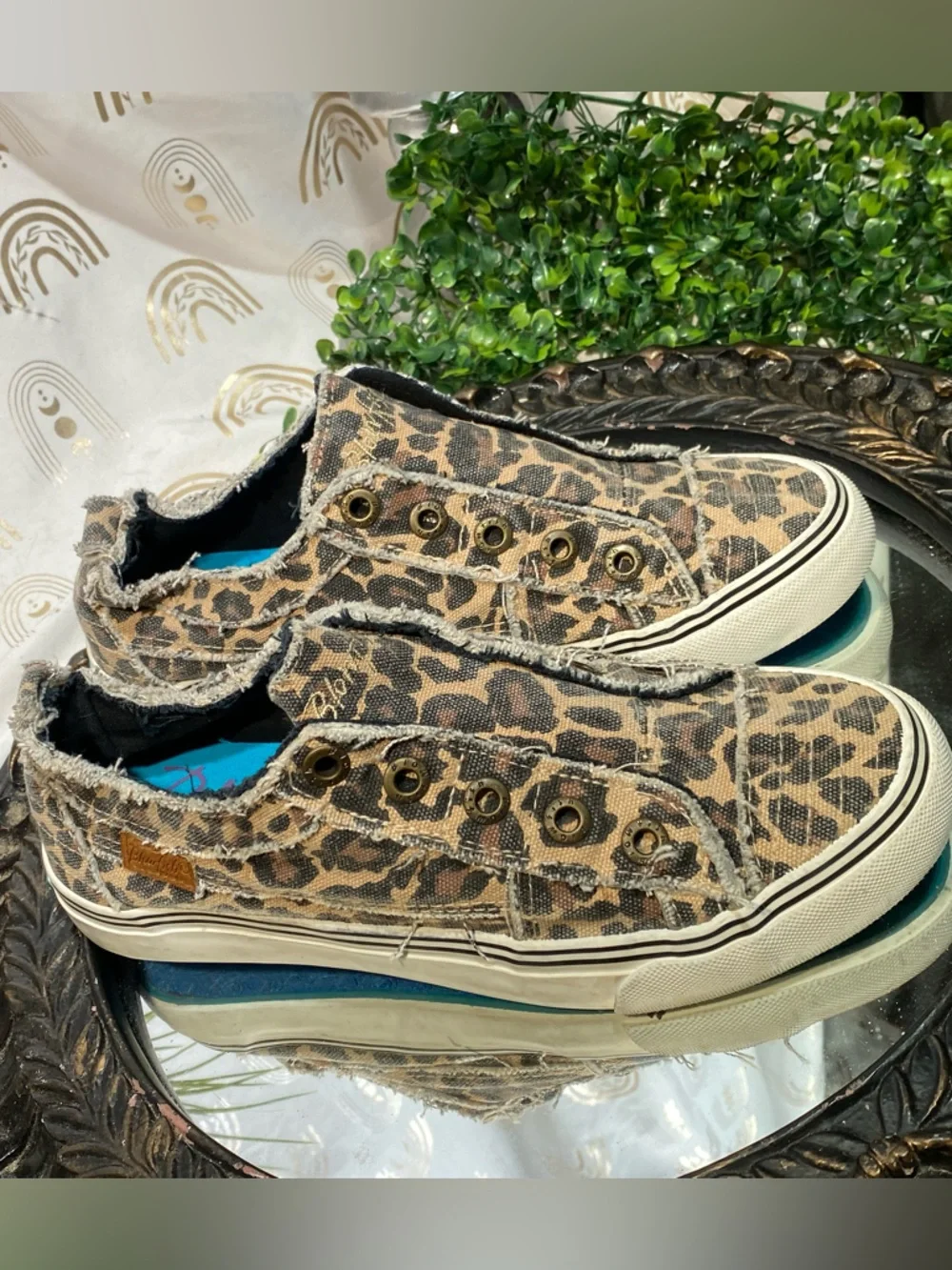 Blowfish Tan and Black Leopard Canvas Slip-On